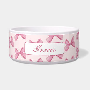 Tigela Cachorro de Arco Rosa de Script Personalizado