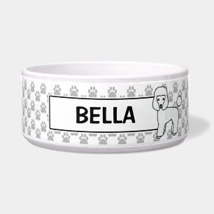Tigela Cachorro de Brinquedo Branco e Nome Personalizado