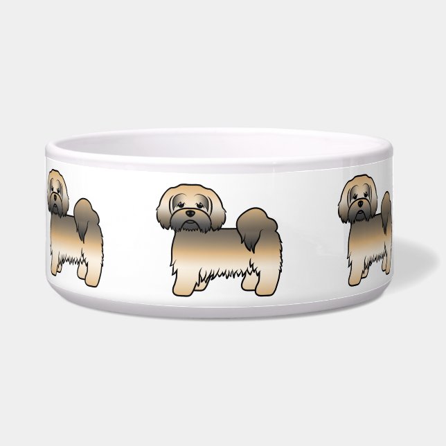 Tigela Cachorro de Cartoon Dourado Lhasa Apso (Frente)