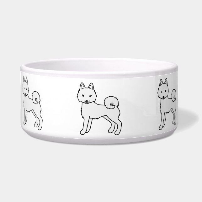 Tigela Cachorro de desenho animado fofo White Alaskan Kle (Frente)