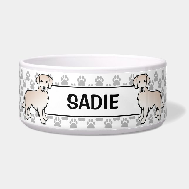 Tigela Cachorro de Ouro Inglês para Retriever com Nome de (Frente)
