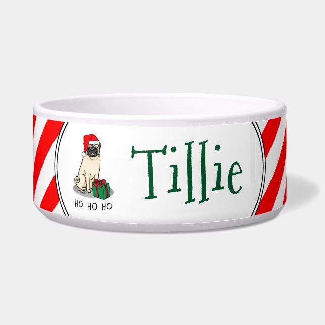 Tigela Cachorro de Papai Noel de Natal (desfiladeiro) (Frente)