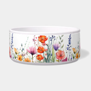 Tigela Cachorro Floral de Acuarela Vibrante de Flores Sil