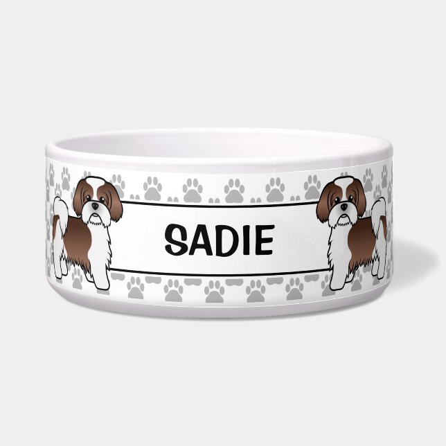 Tigela Cachorro Gelado E Hepático Branco Shih Tzu Com Pat (Frente)