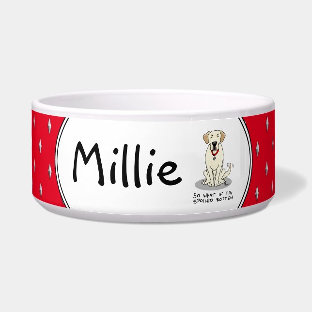 Tigela Cachorro Labrador Retriever Amarelo Mimado e Fofo (Frente)