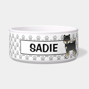 Tigela Cachorro Negro E Tan Shiba Inu Cute Com Nome De Pe
