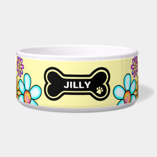 Tigela Cachorro Personalizado Flor de Portas de Aquarela