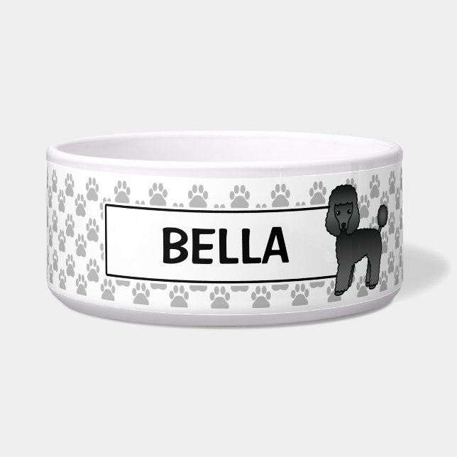 Tigela Cachorro Poodle Toy Preto Fofo Com Nome Próprio (Frente)