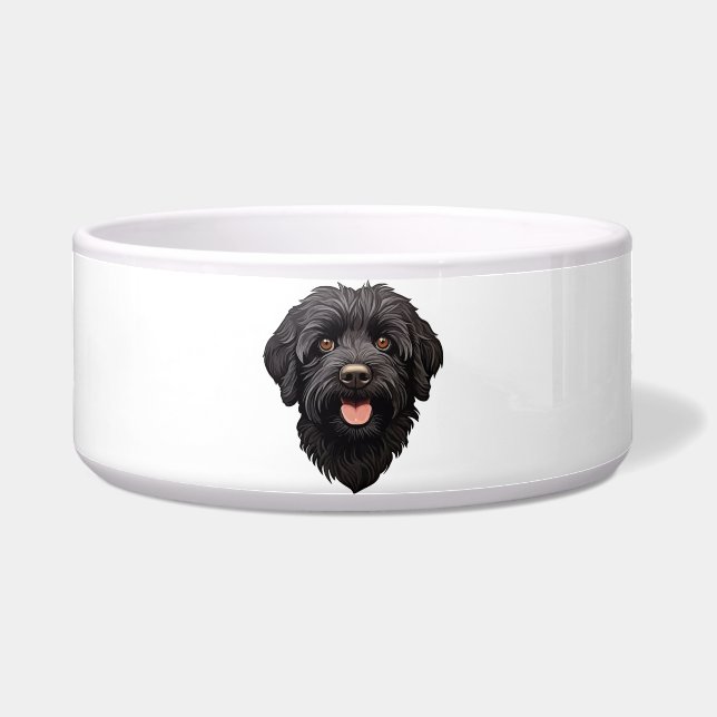 Tigela Cachorro Preto Labradoodle (Frente)