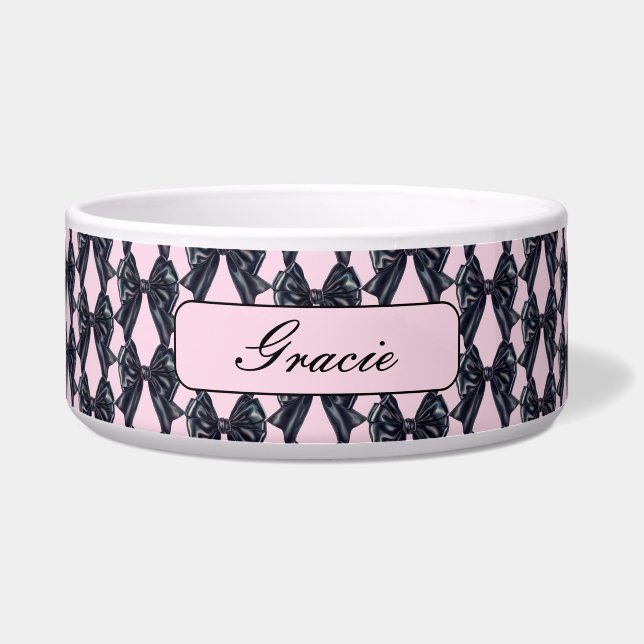 Tigela Cachorro preto rosa (Frente)