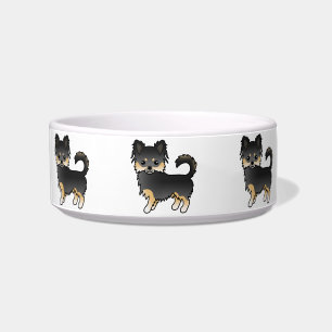 Tigela Cães de Cartoon Casaco Chihuahua Pretos E Longos