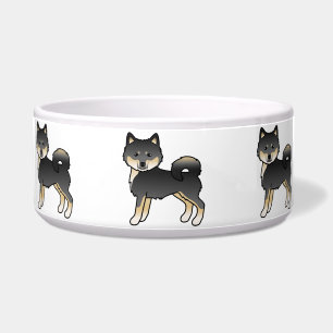 Tigela Cães de Cartoon Malamute Pretos E Tan
