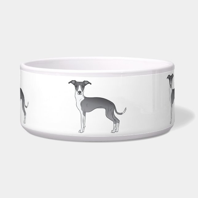 Tigela Cães de desenho animado Italian Greyhound azuis e  (Frente)