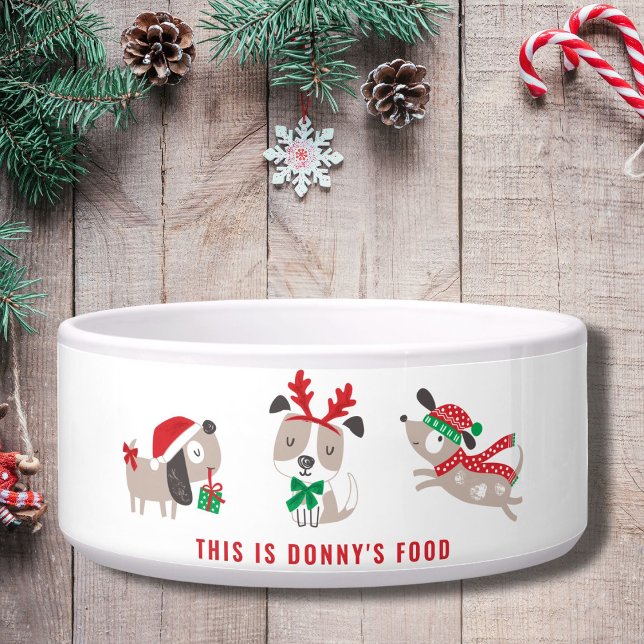 Tigela Cães de natal bonitos com nome de cão em branco (Criador carregado)