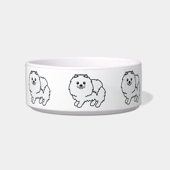 Tigela Cães Pomerânia de Desenho Animado Sorrindo Brancos (Direita)