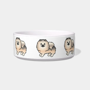 Tigela Cães Pomeranianos De Cartoon De Creme