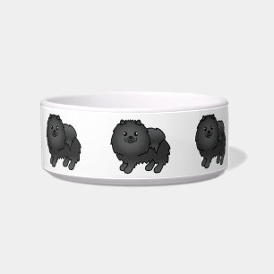 Tigela Cães Pomeranianos de Cartoon de Cute Negro