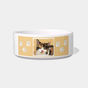 Tigela Calico Cat Painting - Gato Original Bonito