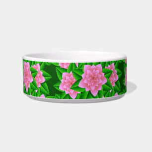 Tigela Camellias rosa-gelo e folhas verdes