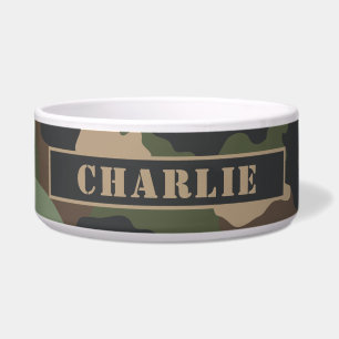 Tigela Camuflagem Woodland Camo Khaki Tan Monograma Preto
