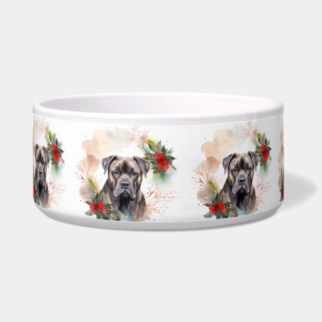 Tigela Cane Corso Christmas Wreath Festivo Pup (Frente)