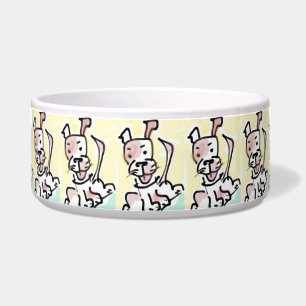 Tigela Cão-d'água de um desenho branco e ingênuo