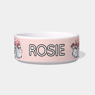 Tigela Cão de Halloween Personalizado do Arco Rosa Fantas