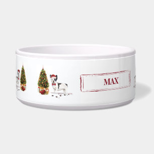 Tigela Cão de Natal do Buldogue Negro e Branco