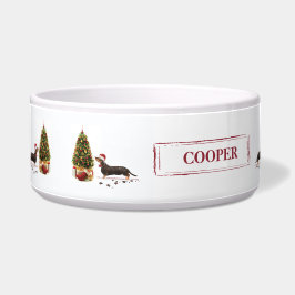 Tigela Cão de Natal Negro e Tan Dachshund Engraçado