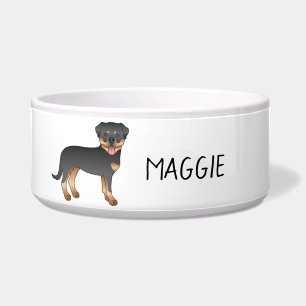 Tigela Cão E Nome Da Boca-Boca Pretos E Tan Rottweiler