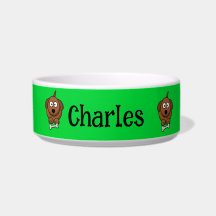 Cão-marrom com osso personalizado em verde