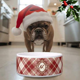 Tigela Cão Personalizado da Xadrez de Tartan Clássico na