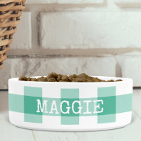 Cão Personalizado da Xadrez Mint Green Gingham