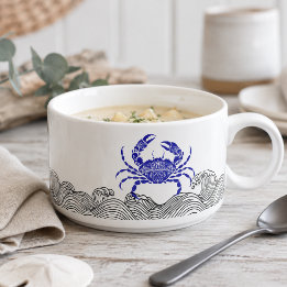 Tigela Caranguejo Mandala Costeiro – Cozinha Náutica Azul
