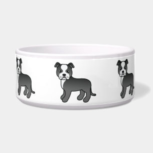 Tigela Cartografia Negra E Branca Staffordshire Bull Terr