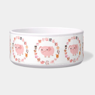 Tigela Cartoon Bonito Pig Mandala Pet Bowl