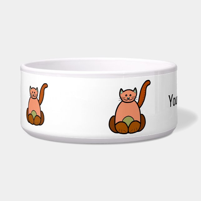 Tigela Cartoon de gato marrom (Frente)