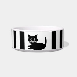 Tigela Cartoon de Gato Negro e Branco - Pet Bowl