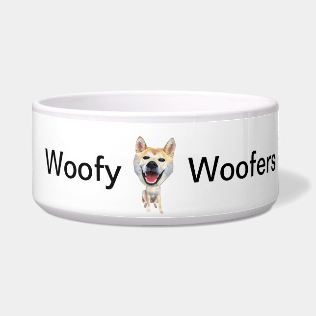 Tigela Cartoon Encantado Shiba Inu Woofy Woofers Dog Bowl (Frente)