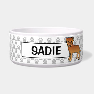 Tigela Cartoon Personalizável Bordeaux Dog E Nome
