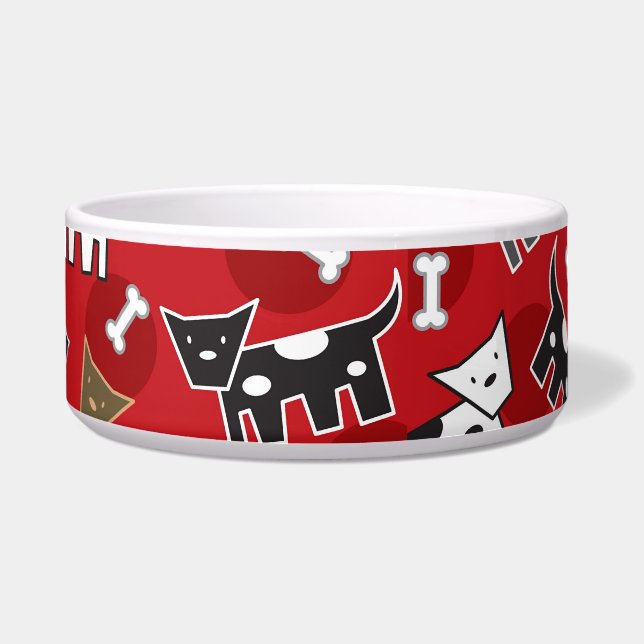 Tigela Cartoon Spotted Doggies & Bones É Um Pet Bowl Boni (Frente)