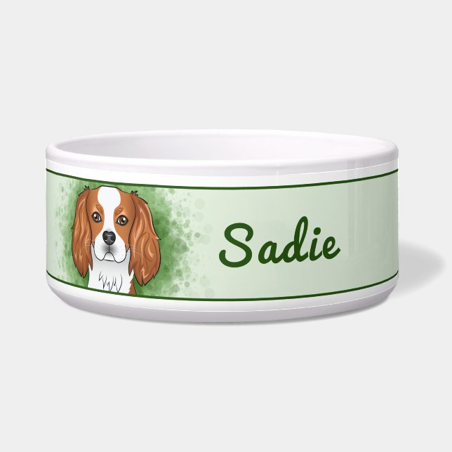 Tigela Cavalier King Charles Spaniel Blenheim em Verde (Frente)