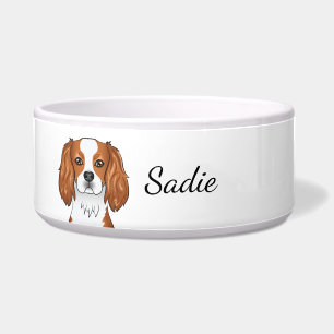 Tigela Cavalier King Charles Spaniel Blenheim & Nome