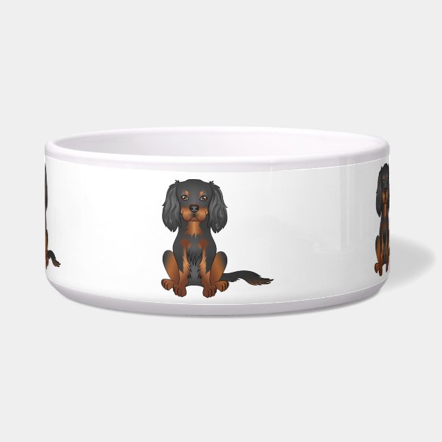 Tigela Cavalier King Charles Spaniel Preto e Castanho Sen (Frente)
