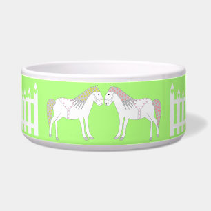 Tigela Cavalos Brancos Lindos Personalizado