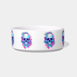 Tigela Caveira Floral em Estilo Vaporwave