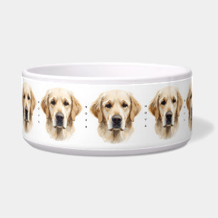 Tigela Cerâmica Aquarela Personalizada de Retriever Doura