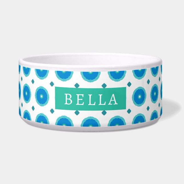 Tigela Cerulean Petal Beach inspirou Pet Bowl Floral (Frente)
