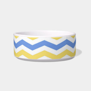 Tigela Chevron moderno, tenda, elegante azul e amarelo