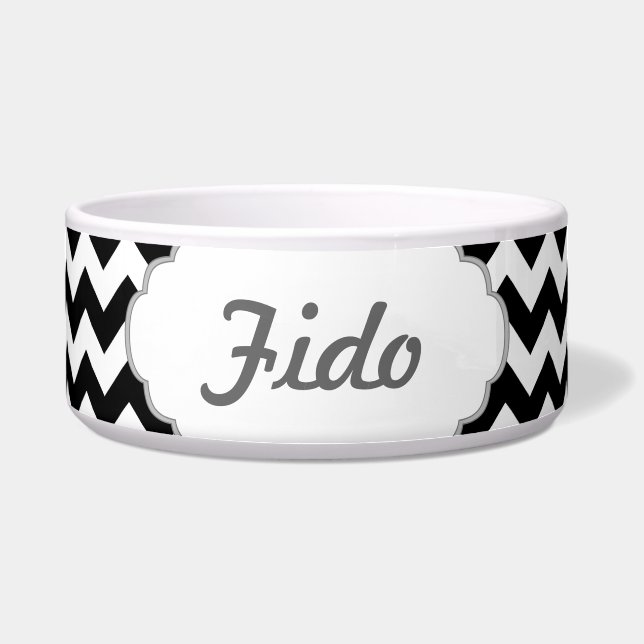 Tigela Chevron preto e branco - texto feito sob encomenda (Frente)